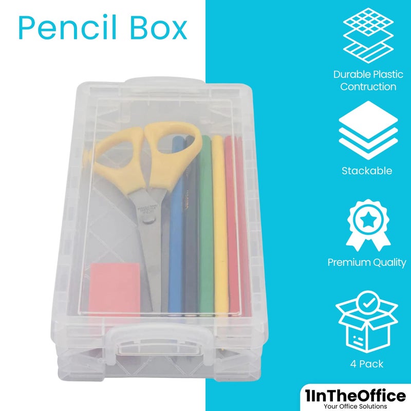 1إن ذا أوفيس صندوق أقلام 1InTheOffice، شفاف قابل للتكديس، مقاس 8.25 × 1.5 × 4 بوصات، (4 عبوات) - Image 2